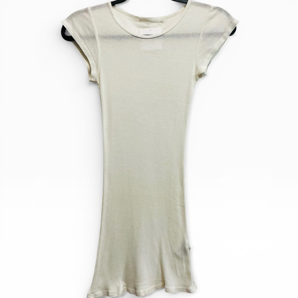 NWT Enza Costa Ribbed Tunic Longline Tee‎ Shirt Ivory White Size S